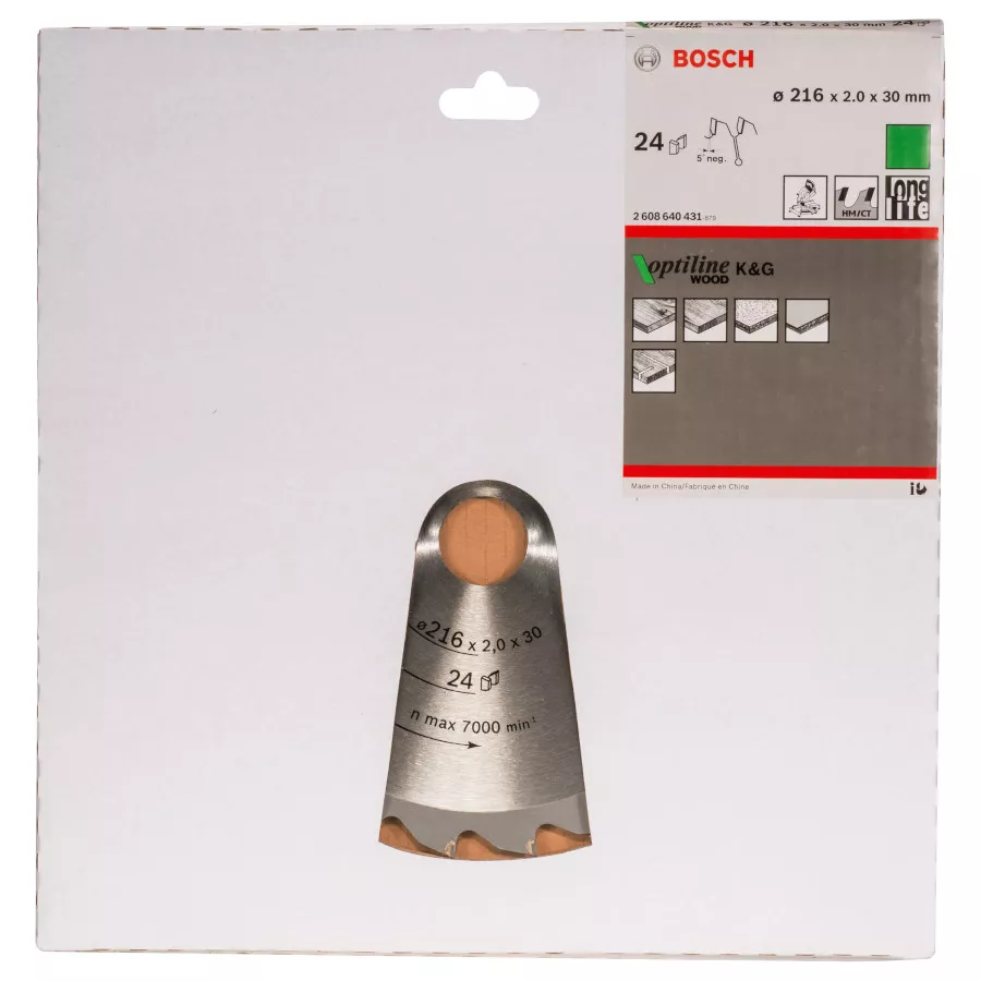 Lame BOSCH Optiline Wood Ø216x30x2,0mm 24 dents scie à onglet